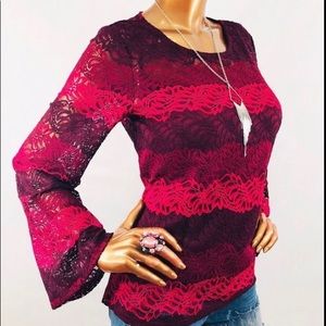 Banana Republic lace burgundy and pink top size S